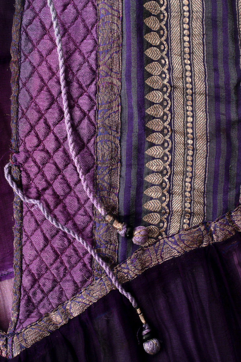 Vintage Silk Chiffon Floral Embroidered Indian Dress detail at Recess Los Angeles