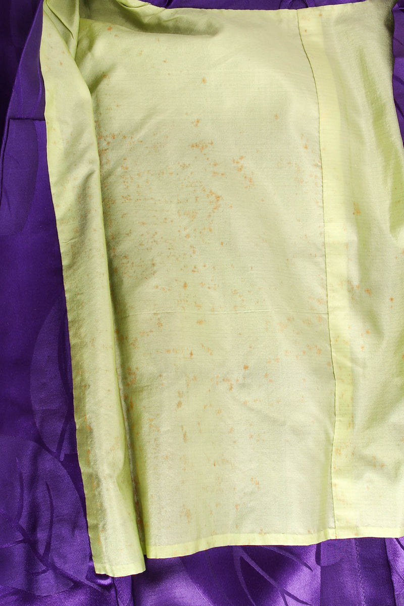 Vintage Majestic Purple Leaf Print Silk Kimono stained back liner @ Recess Los Angeles