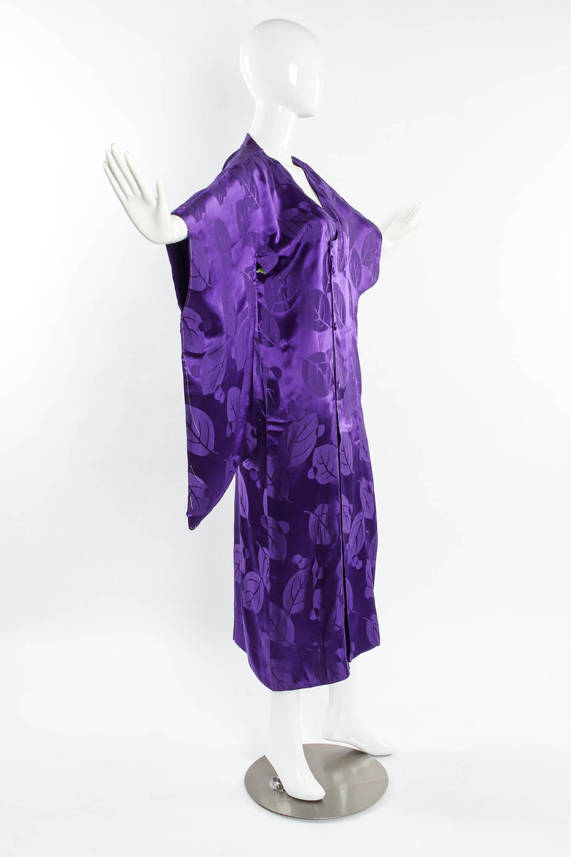 Vintage Majestic Purple Leaf Print Silk Kimono mannequin side @ Recess Los Angeles