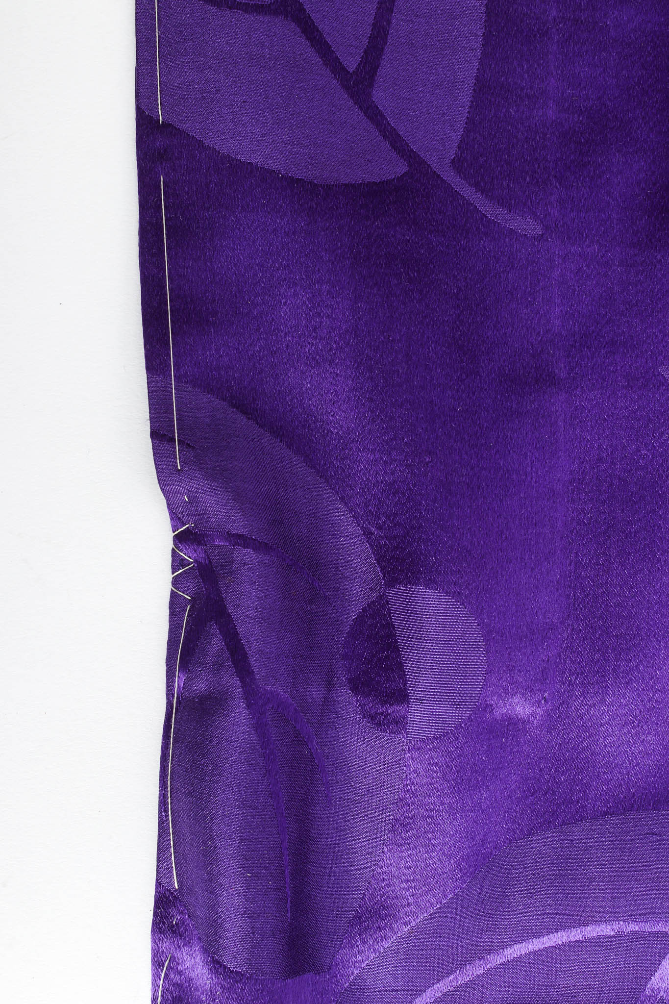 Vintage Majestic Purple Leaf Print Silk Kimono basting stitches @ Recess Los Angeles