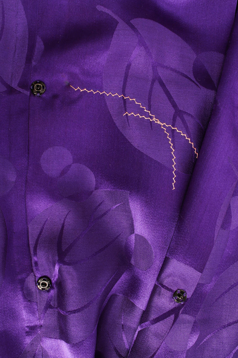 Vintage Majestic Purple Leaf Print Silk Kimono snap buttons @ Recess Los Angeles