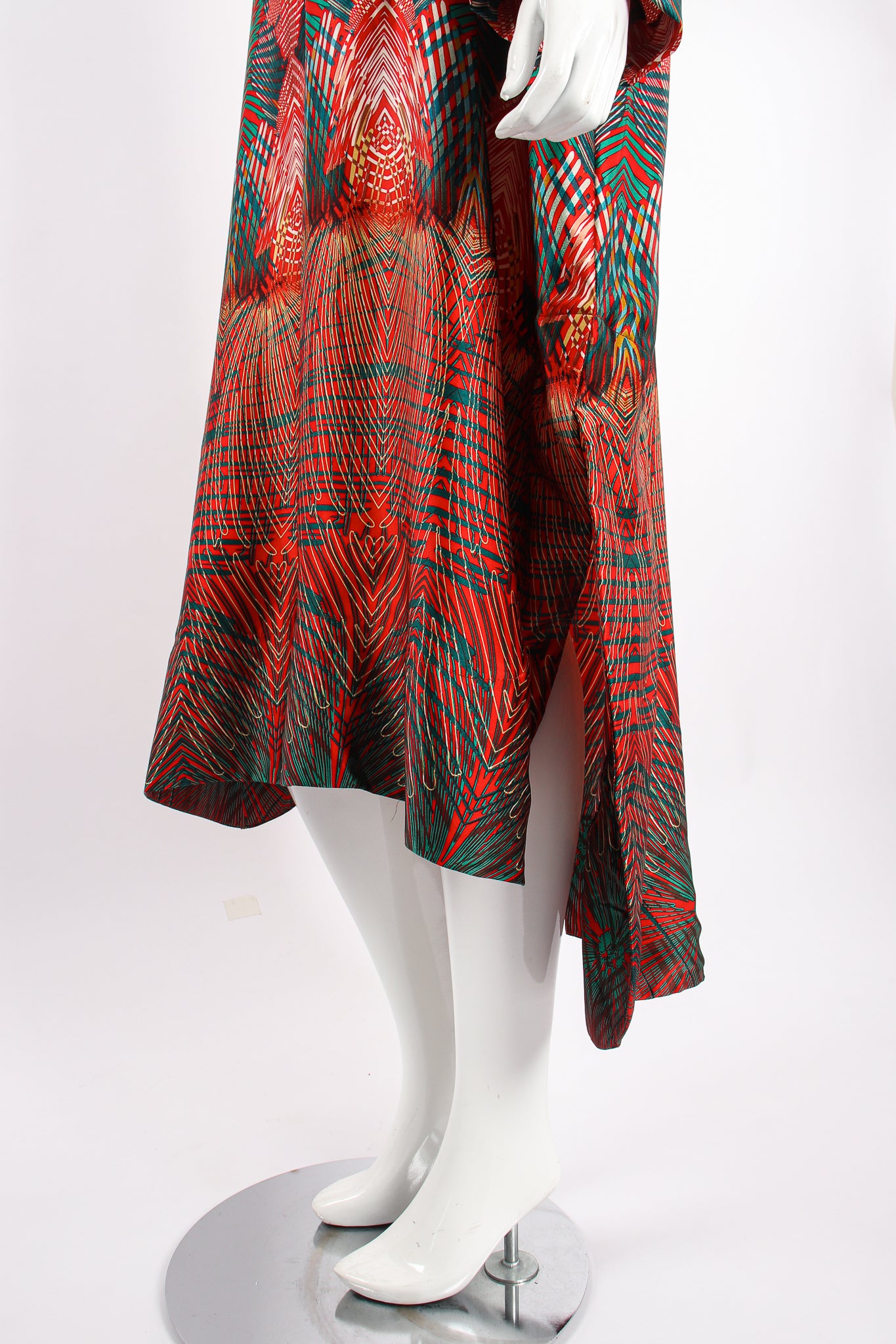 Vintage Bespoke Geometric Print Silk Caftan on Mannequin hem at Recess Los Angeles