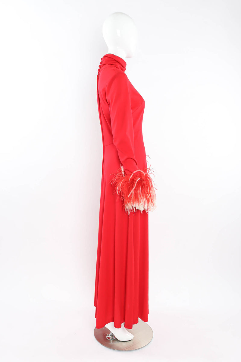 Vintage Golden Age Feather Sleeve Maxi Dress mannequin side @ Recess Los Angeles