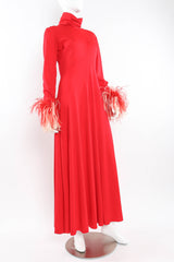 Vintage Golden Age Feather Sleeve Maxi Dress mannequin angle @ Recess Los Angeles