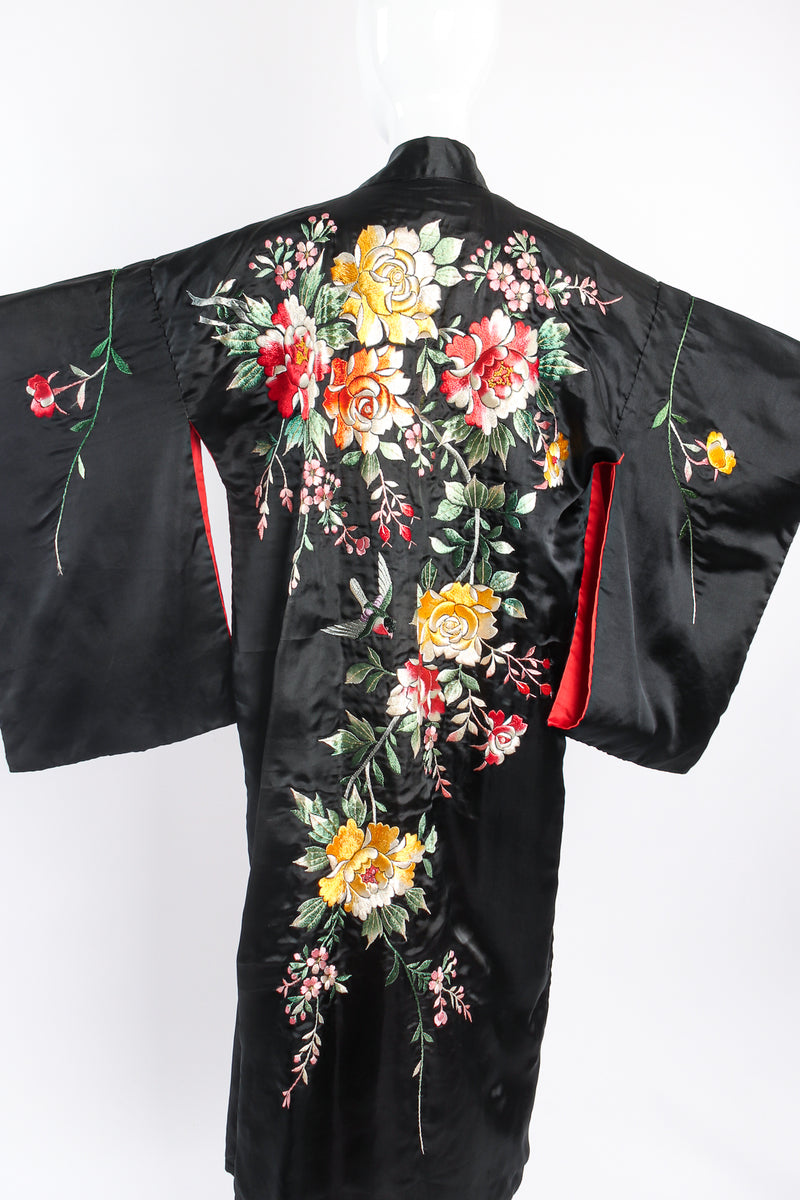Vintage Japanese Silk Climbing Rose Kimono on mannequin back crop at Recess Los Angeles