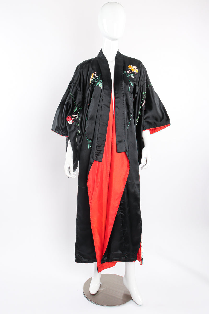 Vintage Japanese Silk Climbing Rose Kimono on mannequin front at Recess Los Angeles