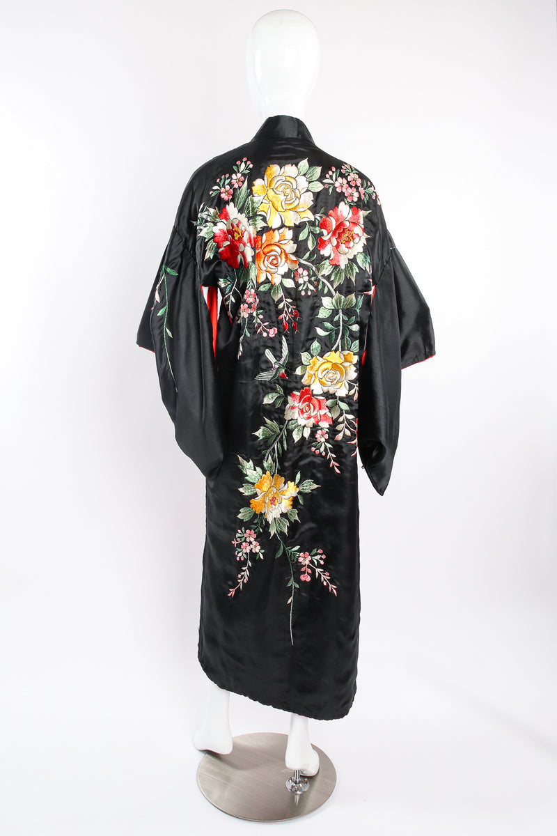 Vintage Japanese Silk Climbing Rose Kimono on mannequin back at Recess Los Angeles