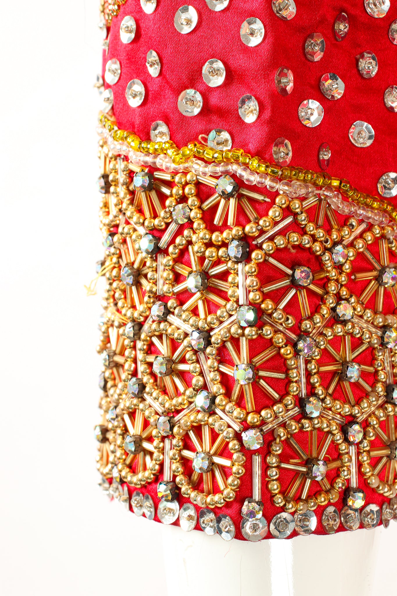 Vintage Embellished Chinese Satin Zip Jacket bead detail at Recess Los Angeles