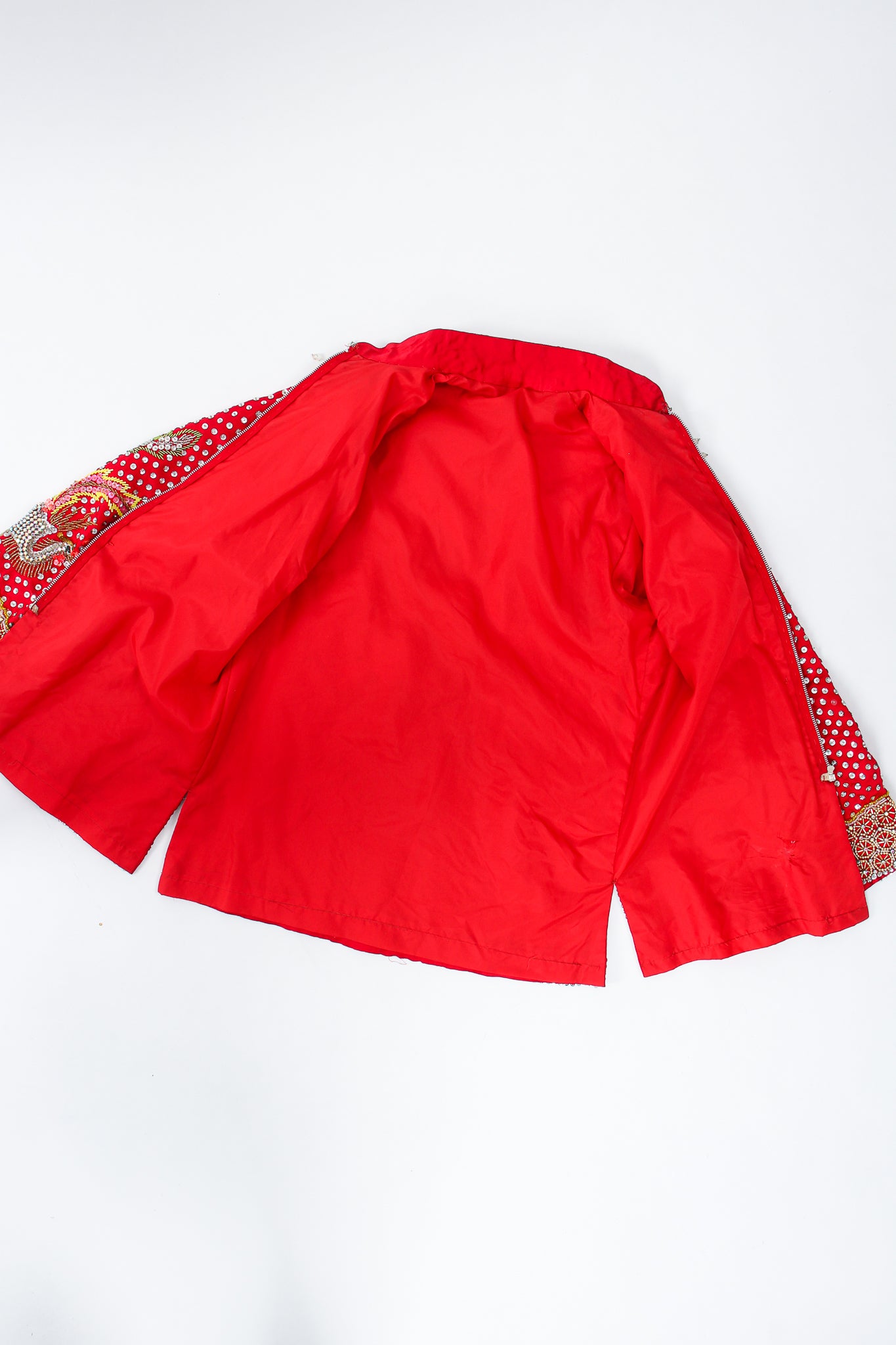 Vintage Embellished Chinese Satin Zip Jacket lining at Recess Los Angeles