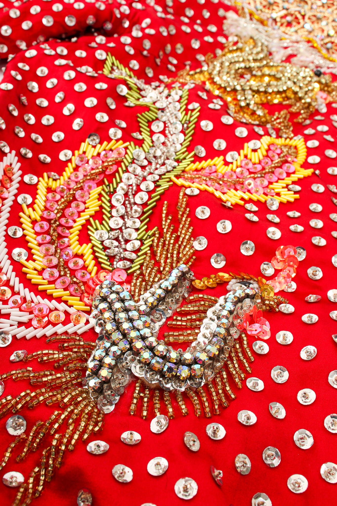 Vintage Embellished Chinese Satin Zip Jacket phoenix detail at Recess Los Angeles