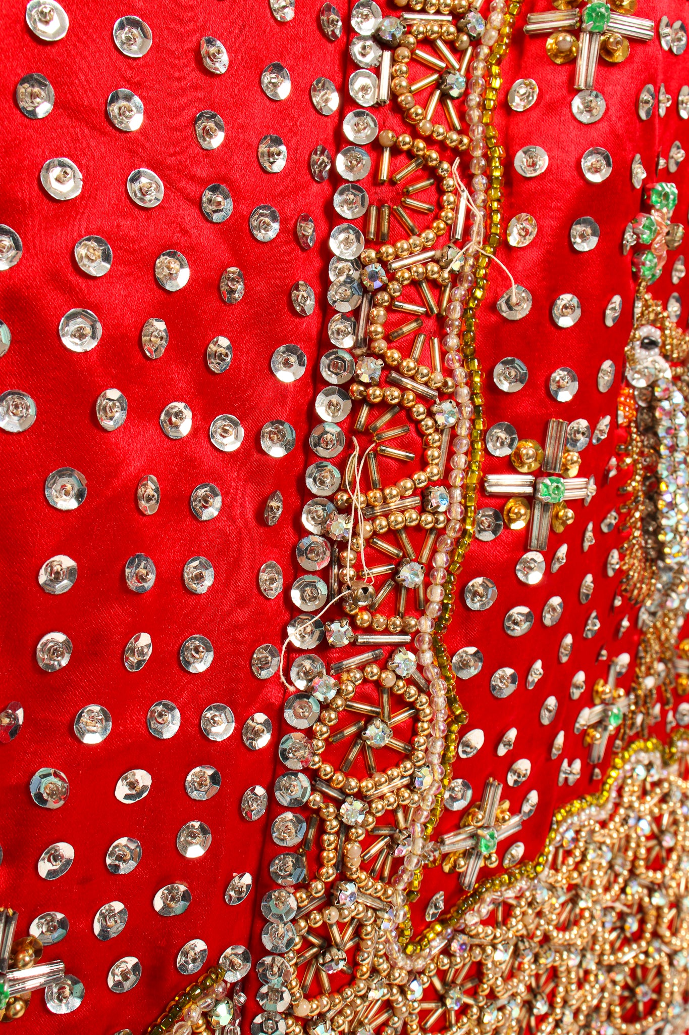 Vintage Embellished Chinese Phoenix & Dragon Skirt missing sequin at Recess Los Angeles