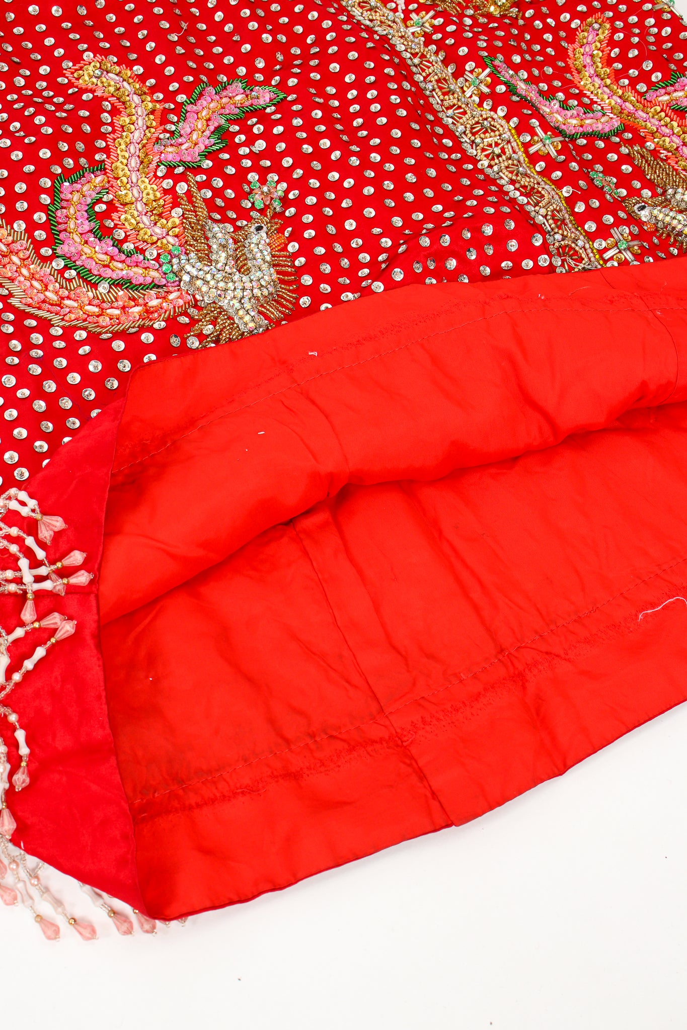 Vintage Embellished Chinese Phoenix & Dragon Skirt dirty hem at Recess Los Angeles