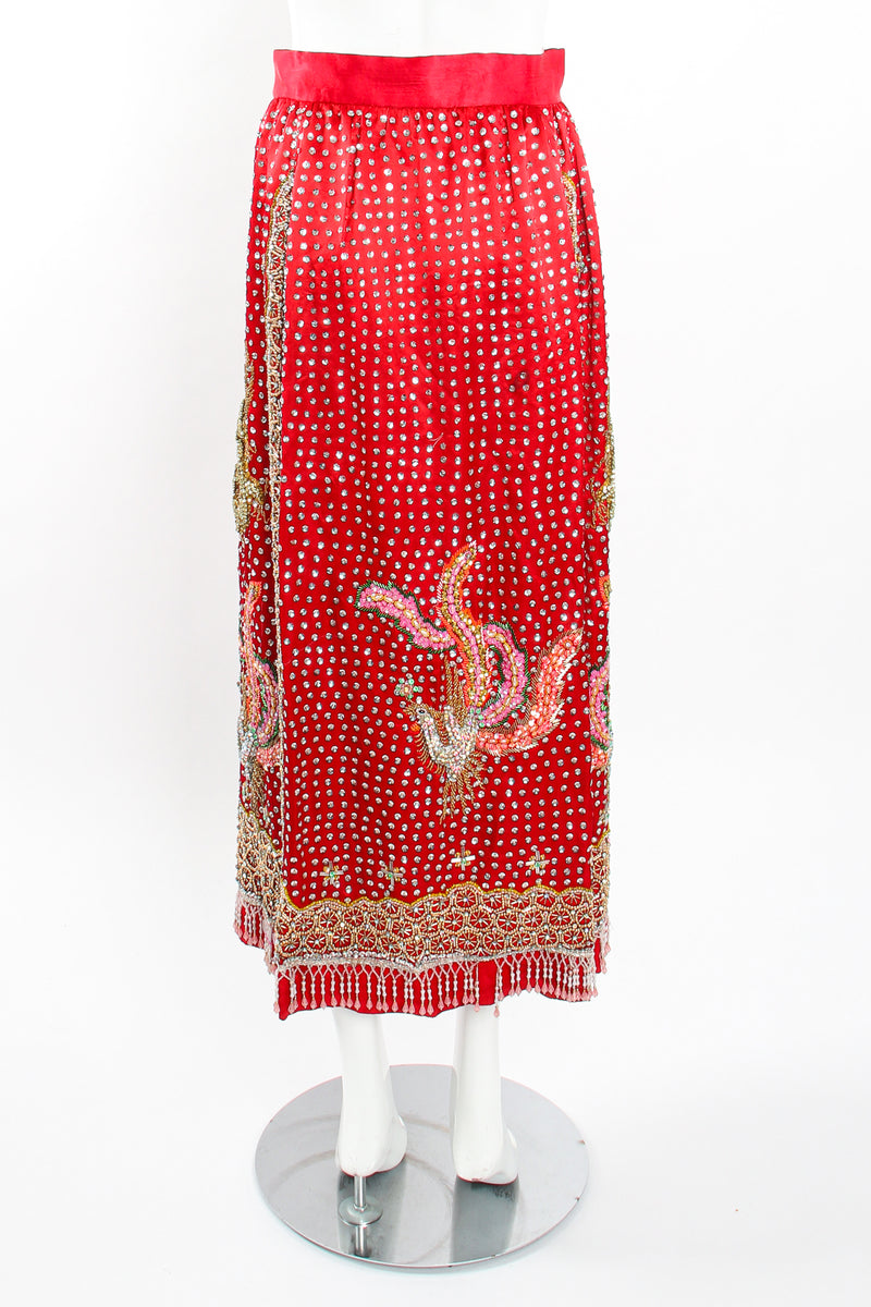Vintage Embellished Chinese Phoenix & Dragon Skirt on Mannequin back at Recess Los Angeles
