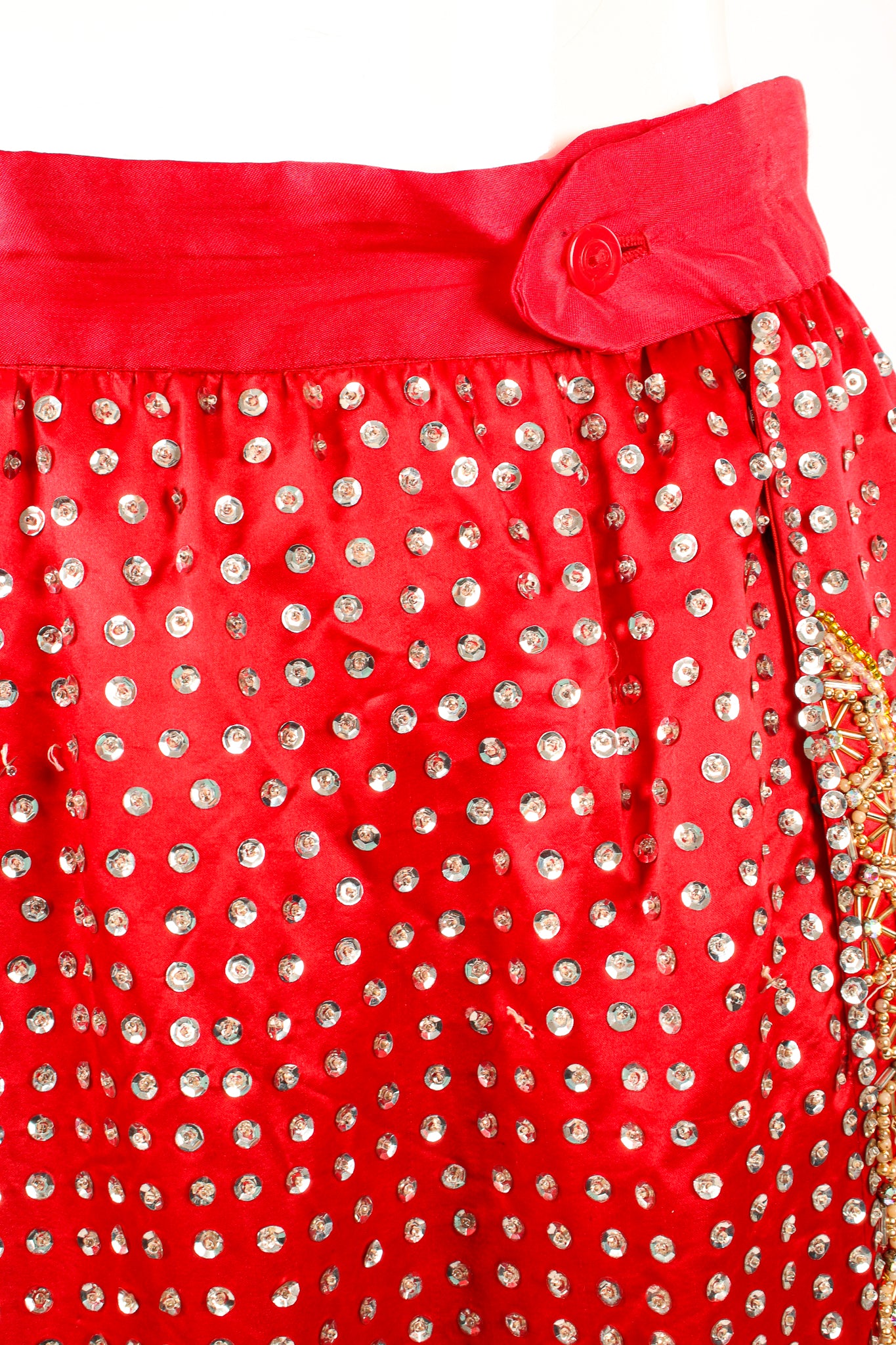 Vintage Embellished Chinese Phoenix & Dragon Skirt waistband at Recess Los Angeles