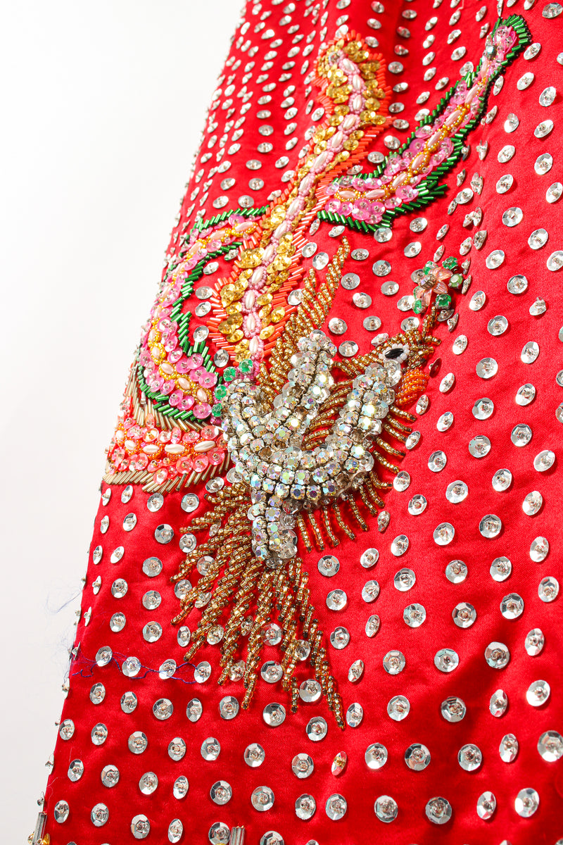 Vintage Embellished Chinese Phoenix & Dragon Skirt phoenix detail at Recess Los Angeles