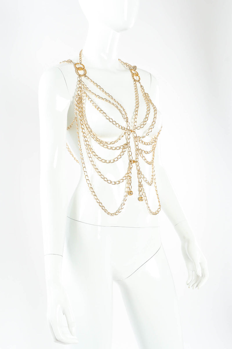 Vintage Accessocraft Double Ring Chain Harness Vest mannequin angle @ Recess Los Angeles