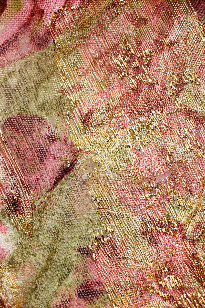 Vintage Lamé Foliage Duster Robe gold thread close up  @ Recess LA