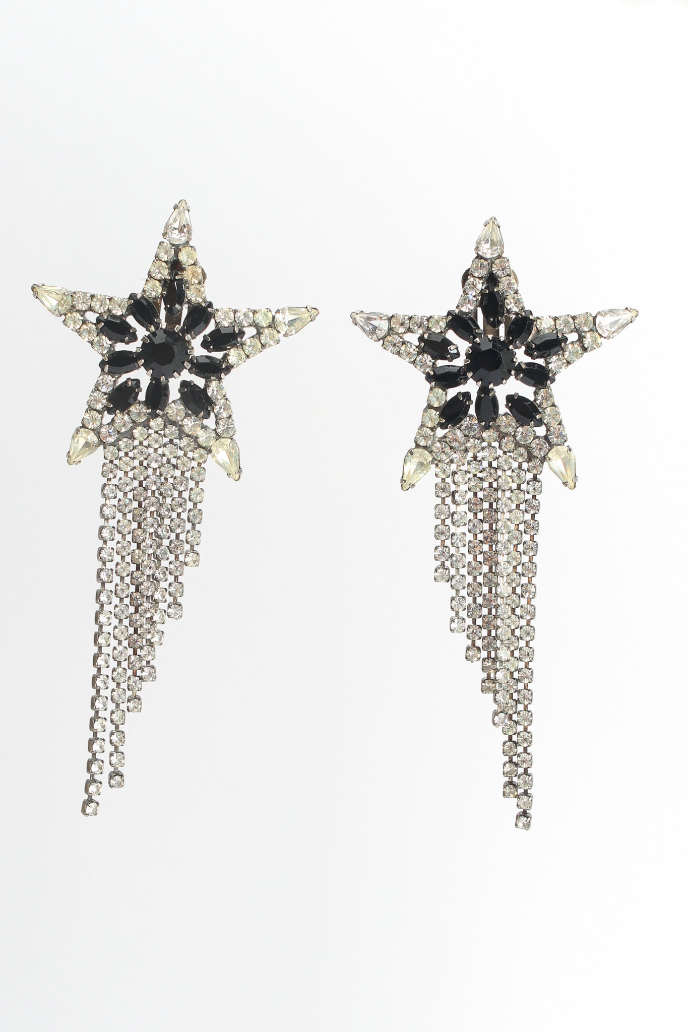 Vintage Shooting Star Chandelier Rhinestone Earrings front hang @ Recess LA
