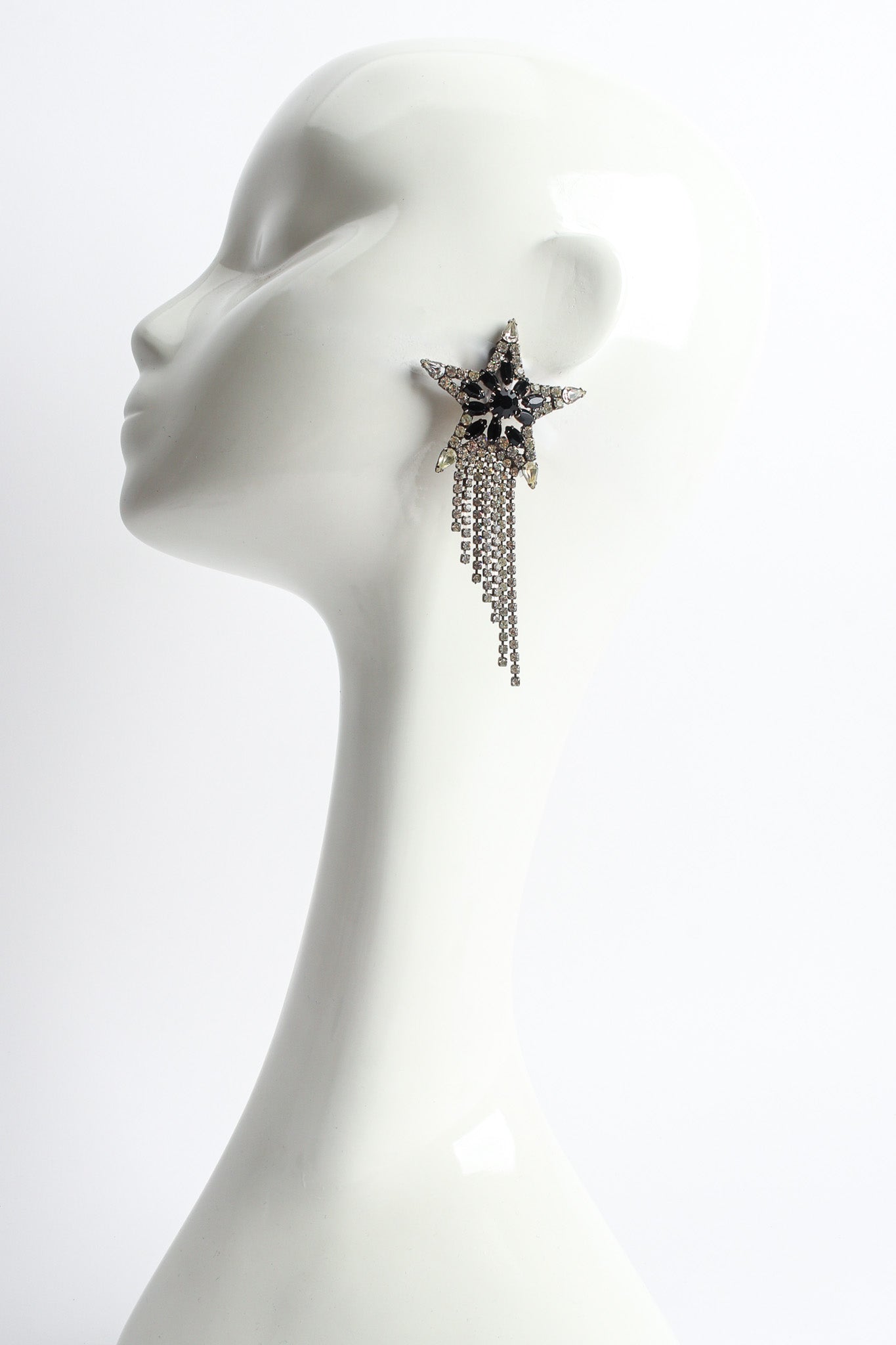 Vintage Shooting Star Chandelier Rhinestone Earrings on mannequin @ Recess LA