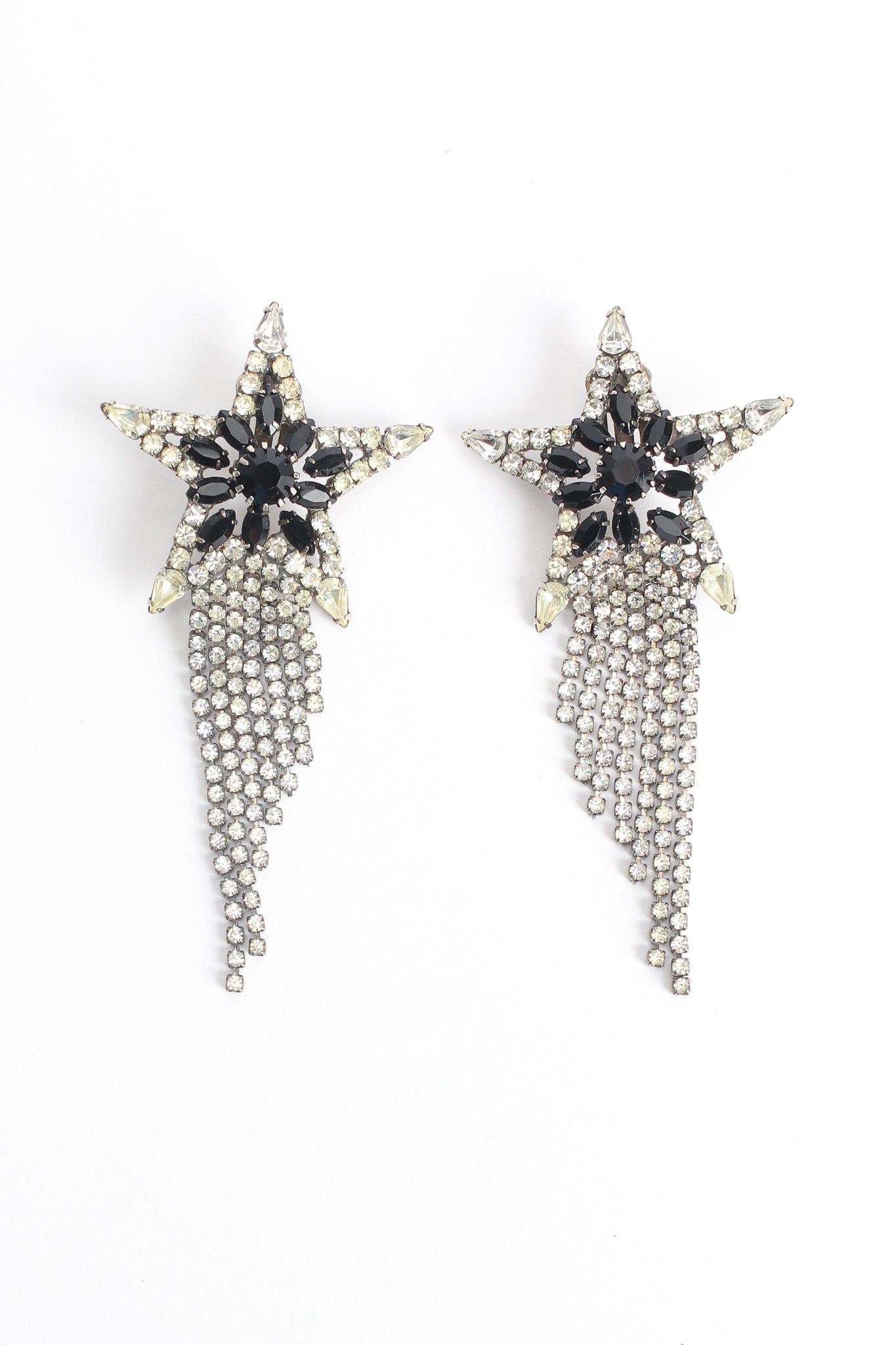 Vintage Shooting Star Chandelier Rhinestone Earrings front @ Recess LA