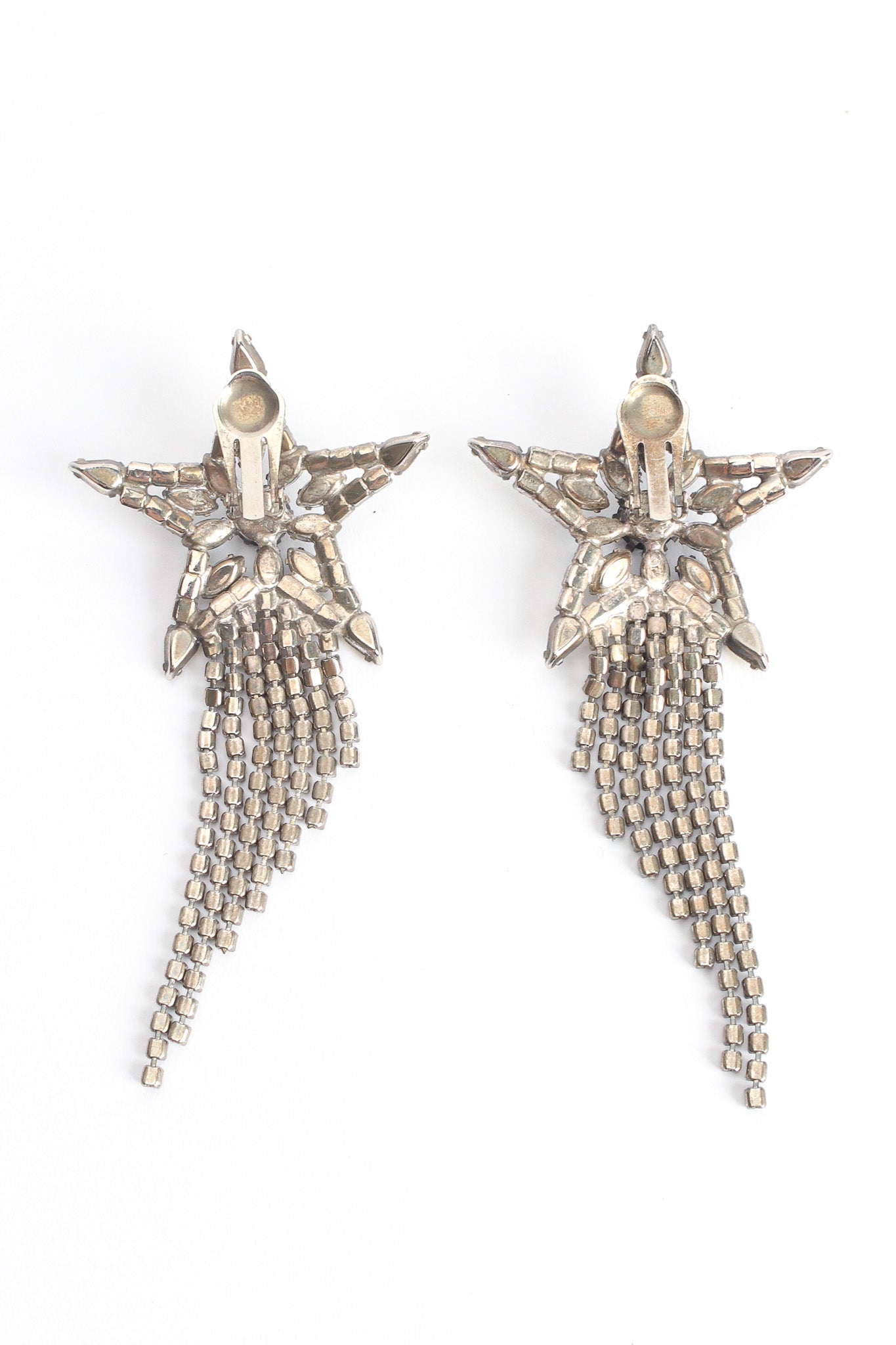 Vintage Shooting Star Chandelier Rhinestone Earrings back @ Recess LA