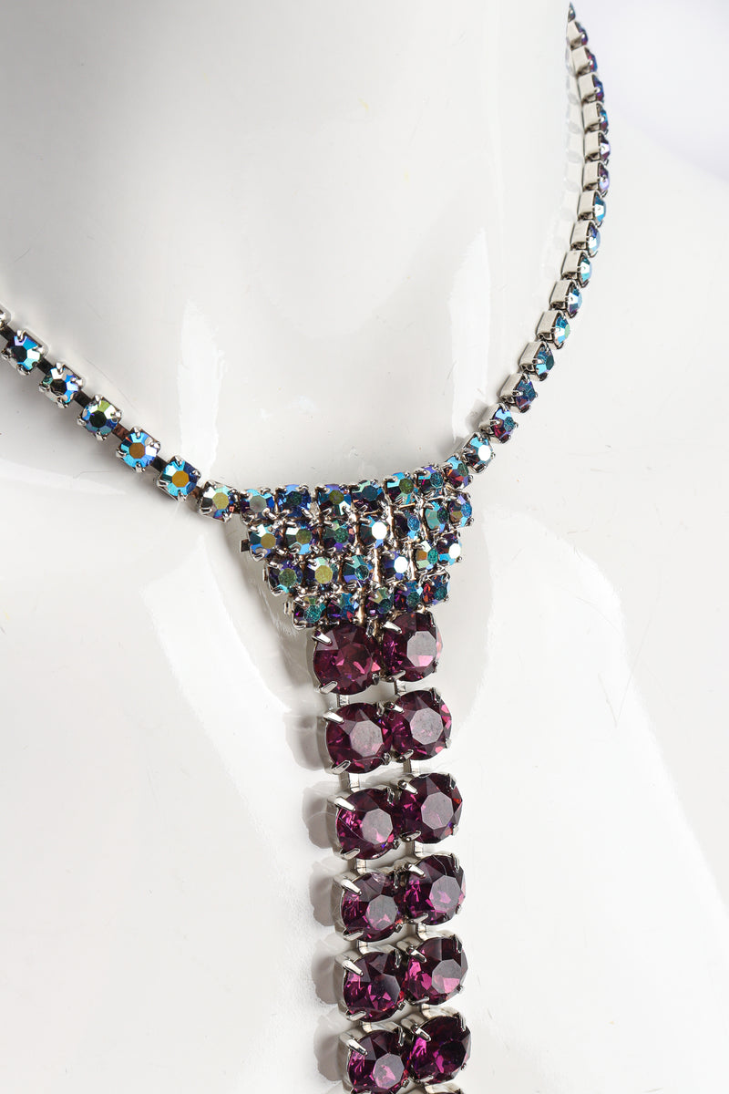 Vintage Iridescent Crystal Necktie Necklace on Mannequin close at Recess Los Angeles