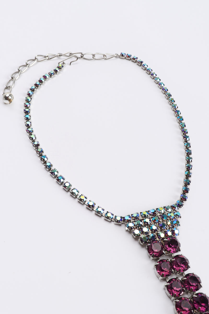 Vintage Iridescent Crystal Necktie Necklace details at Recess Los Angeles