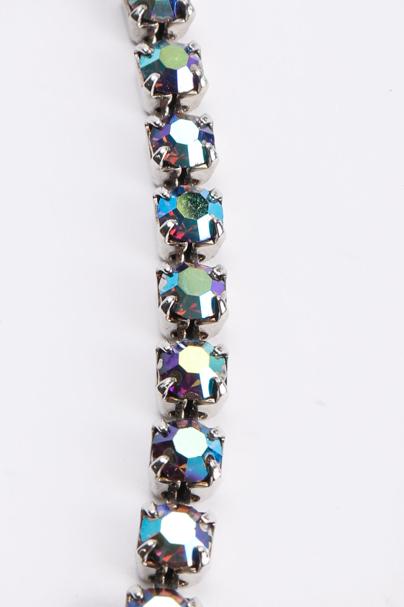 Vintage Iridescent Crystal Necktie Necklace stone detail at Recess Los Angeles