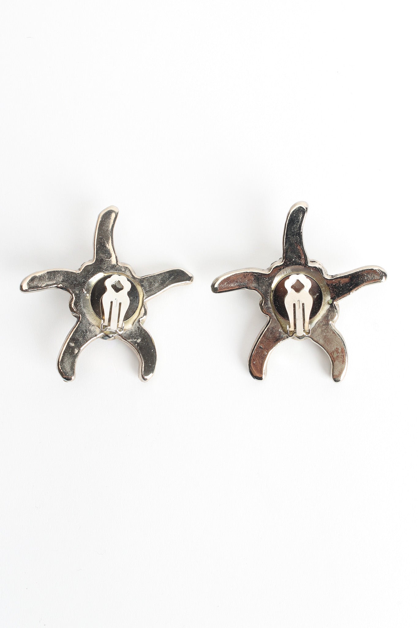 Vintage Iridescent Rhinestone Starfish Earrings back @ Recess Los Angeles