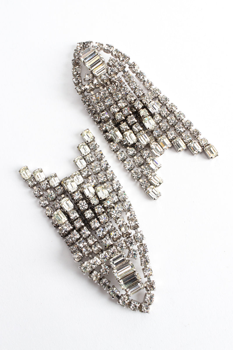 Vintage Triangle Rhinestone Waterfall Earrings diagonal  @ Recess LA