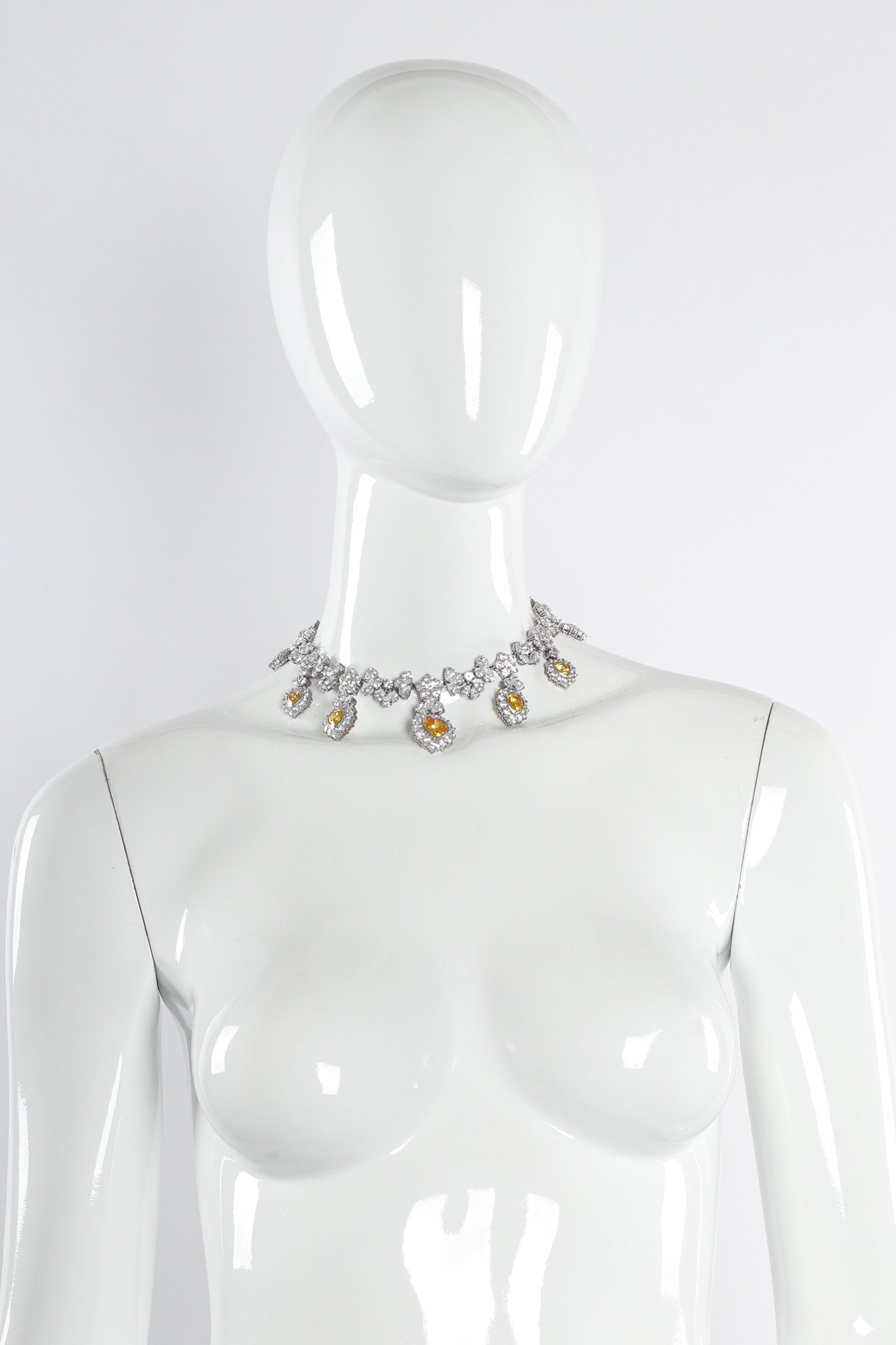 Vintage Love Flower Sterling Crystal Choker Necklace on mannequin @ Recess LA
