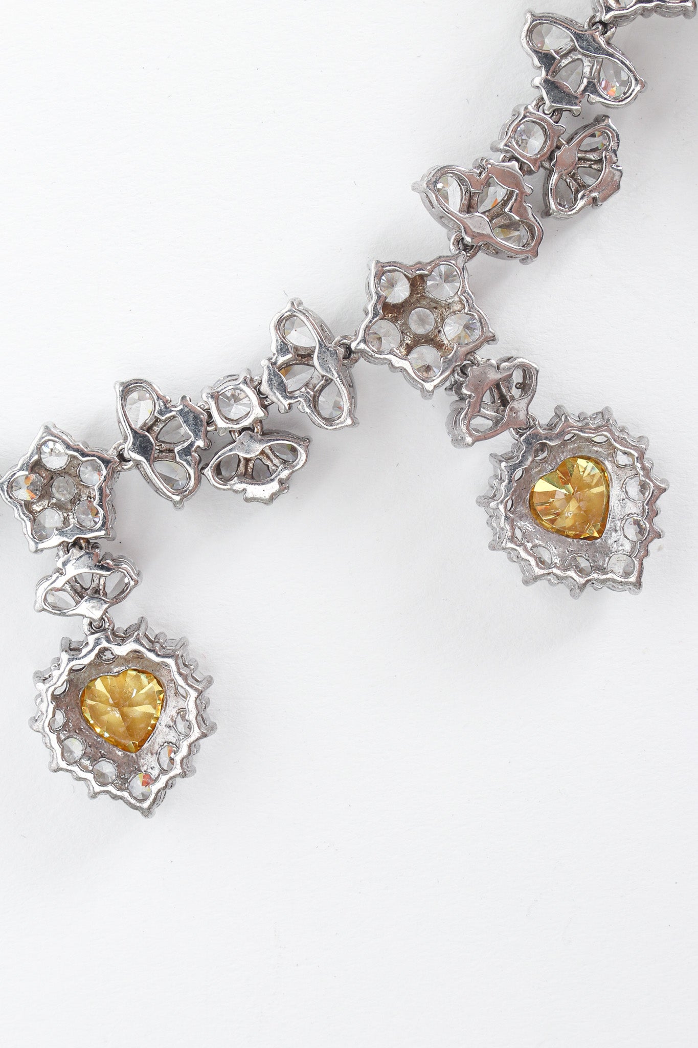 Vintage Love Flower Sterling Crystal Choker Necklace back close @ Recess LA