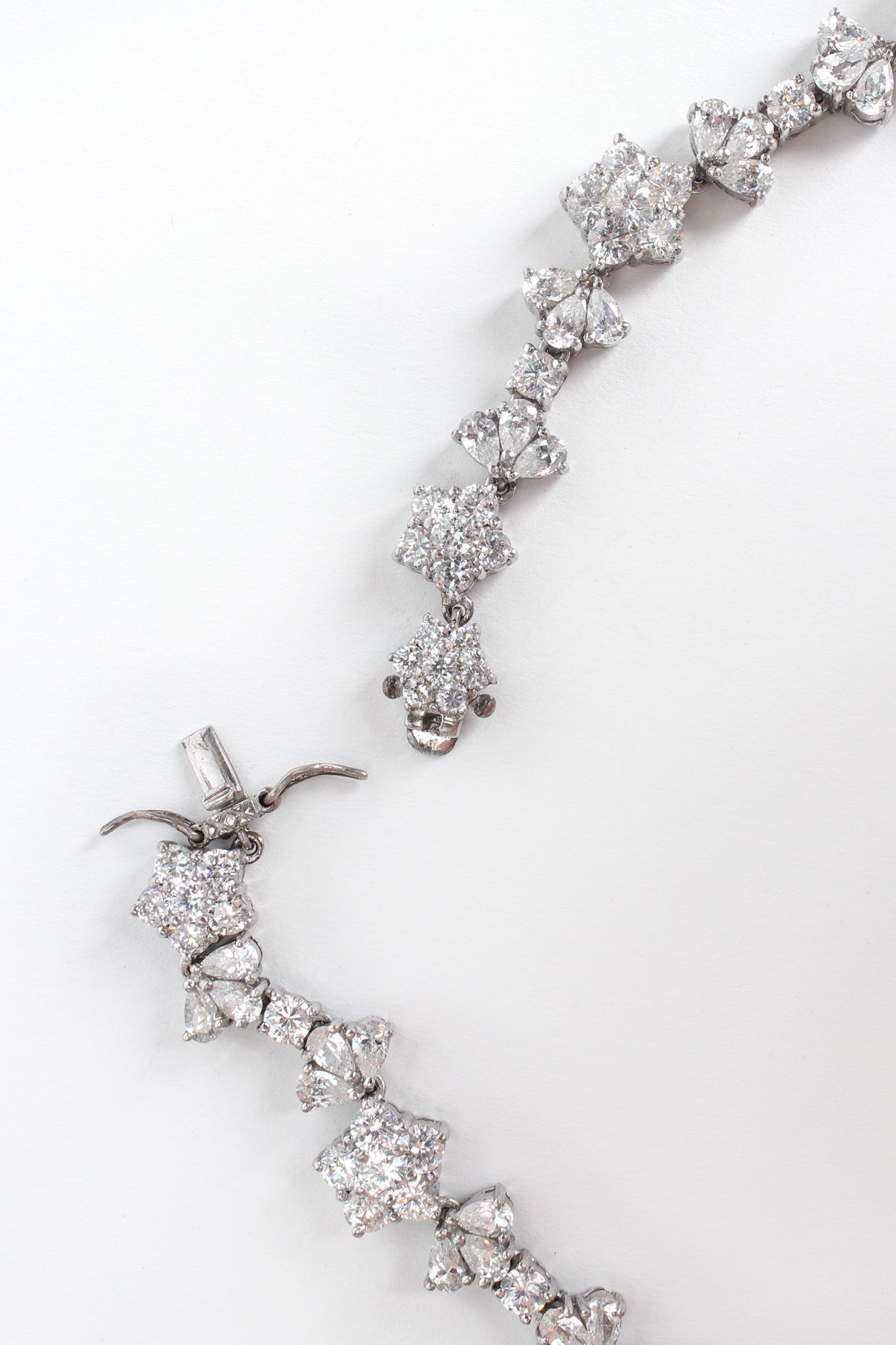 Vintage Love Flower Sterling Crystal Choker Necklace unclasped @ Recess LA