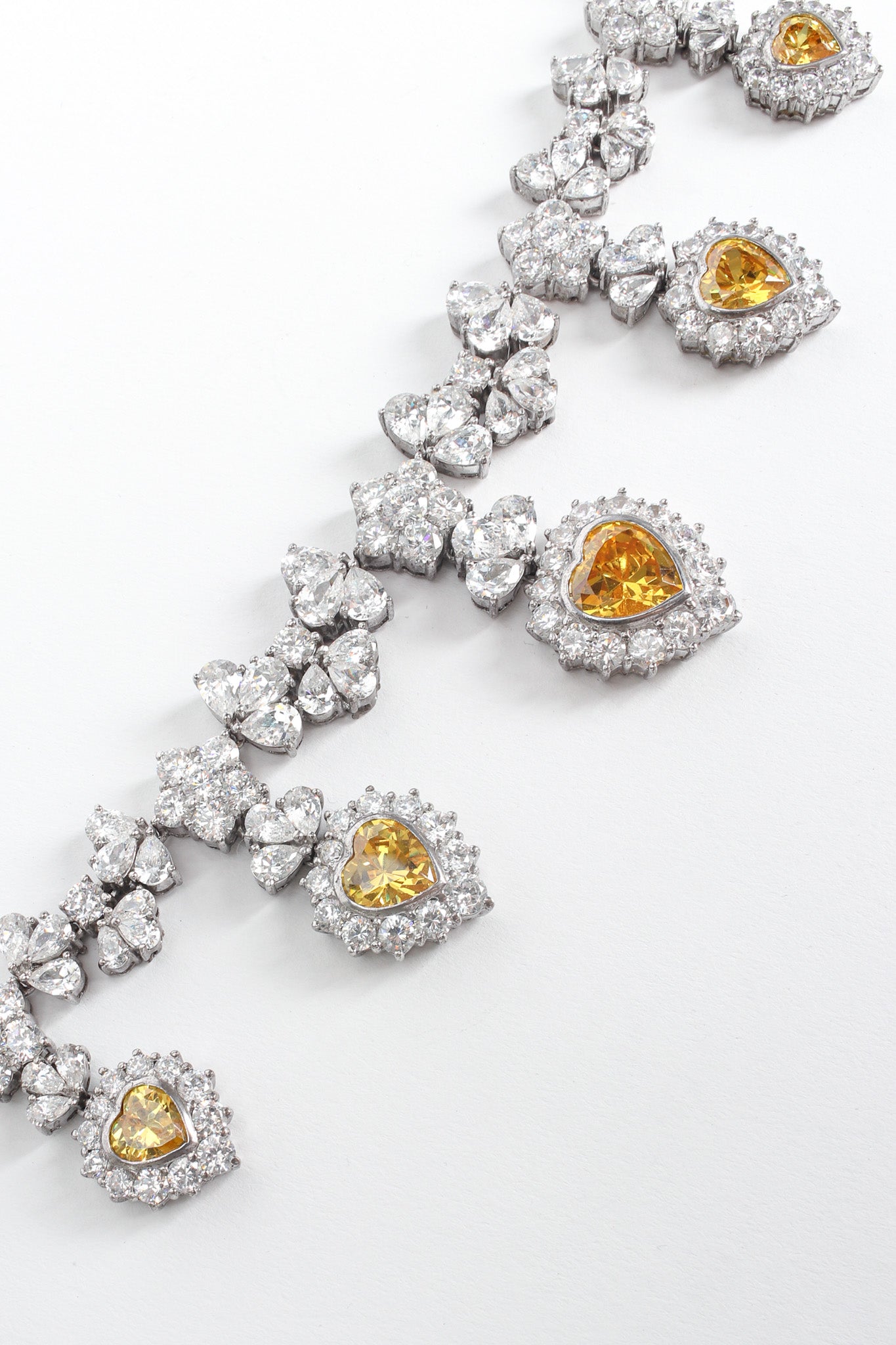 Vintage Love Flower Sterling Crystal Choker Necklace heart pendants @ Recess LA