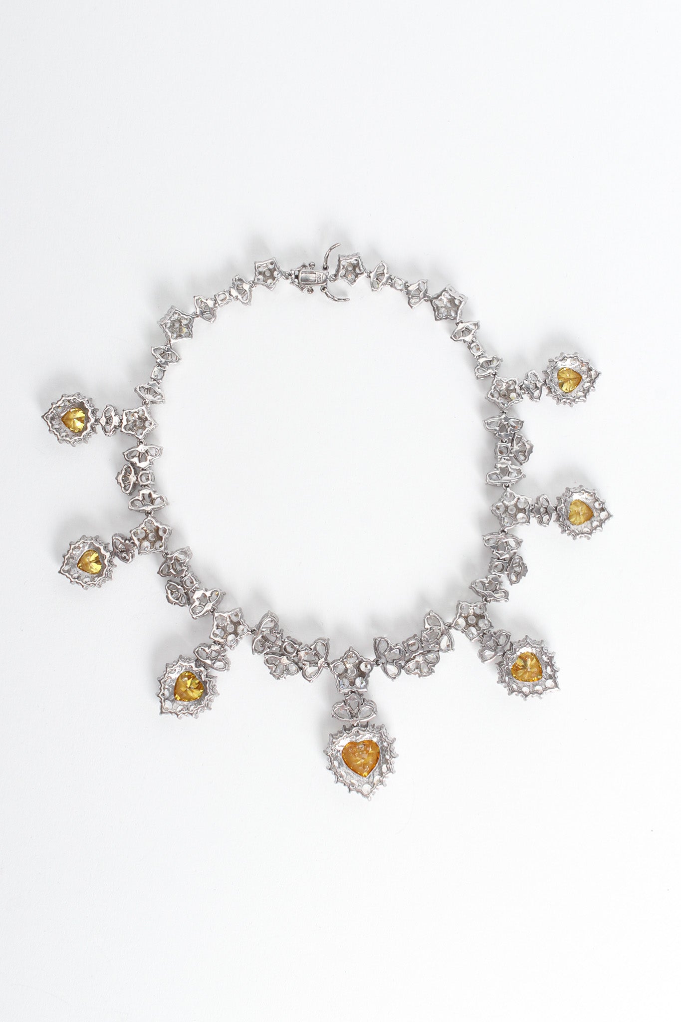 Vintage Love Flower Sterling Crystal Choker Necklace back side @ Recess LA