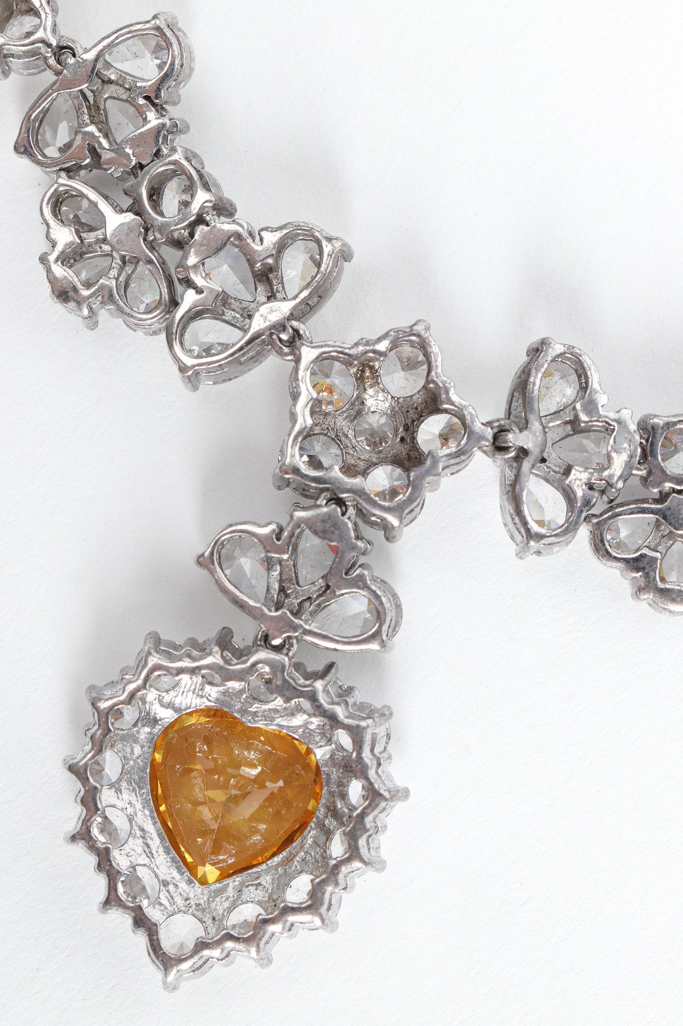 Vintage Love Flower Sterling Crystal Choker Necklace back close detail @ Recess LA