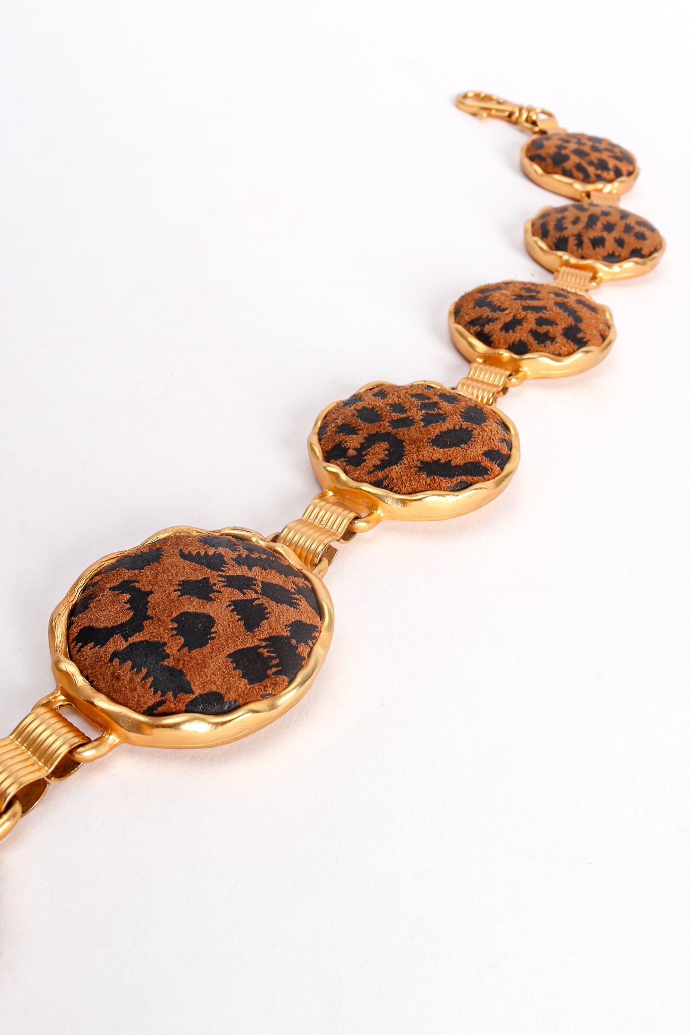 Vintage Cheetah Suede Medallion Chain Belt at Recess Los Angeles