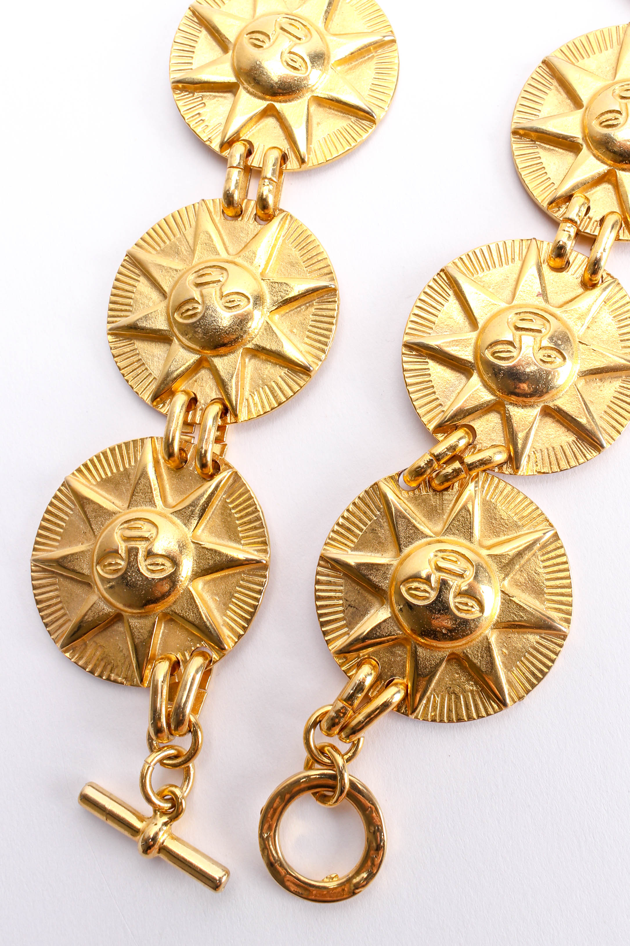 Vintage Sundial Faces Charm Necklace toggle clasp detail @ Recess LA