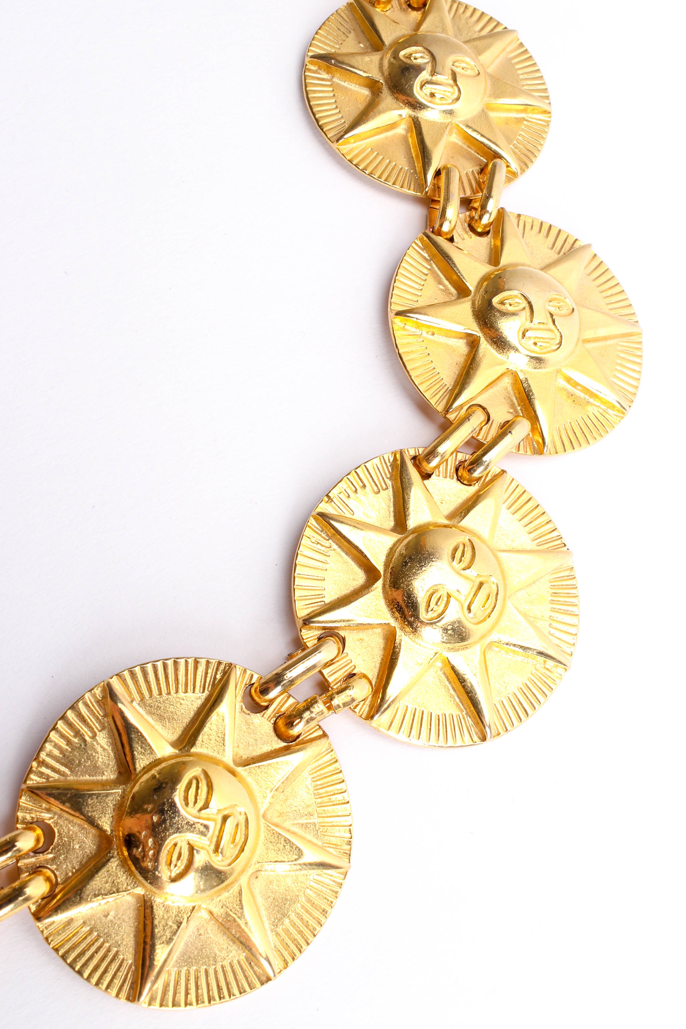 Vintage Sundial Faces Charm Necklace sun coin detail @ Recess LA