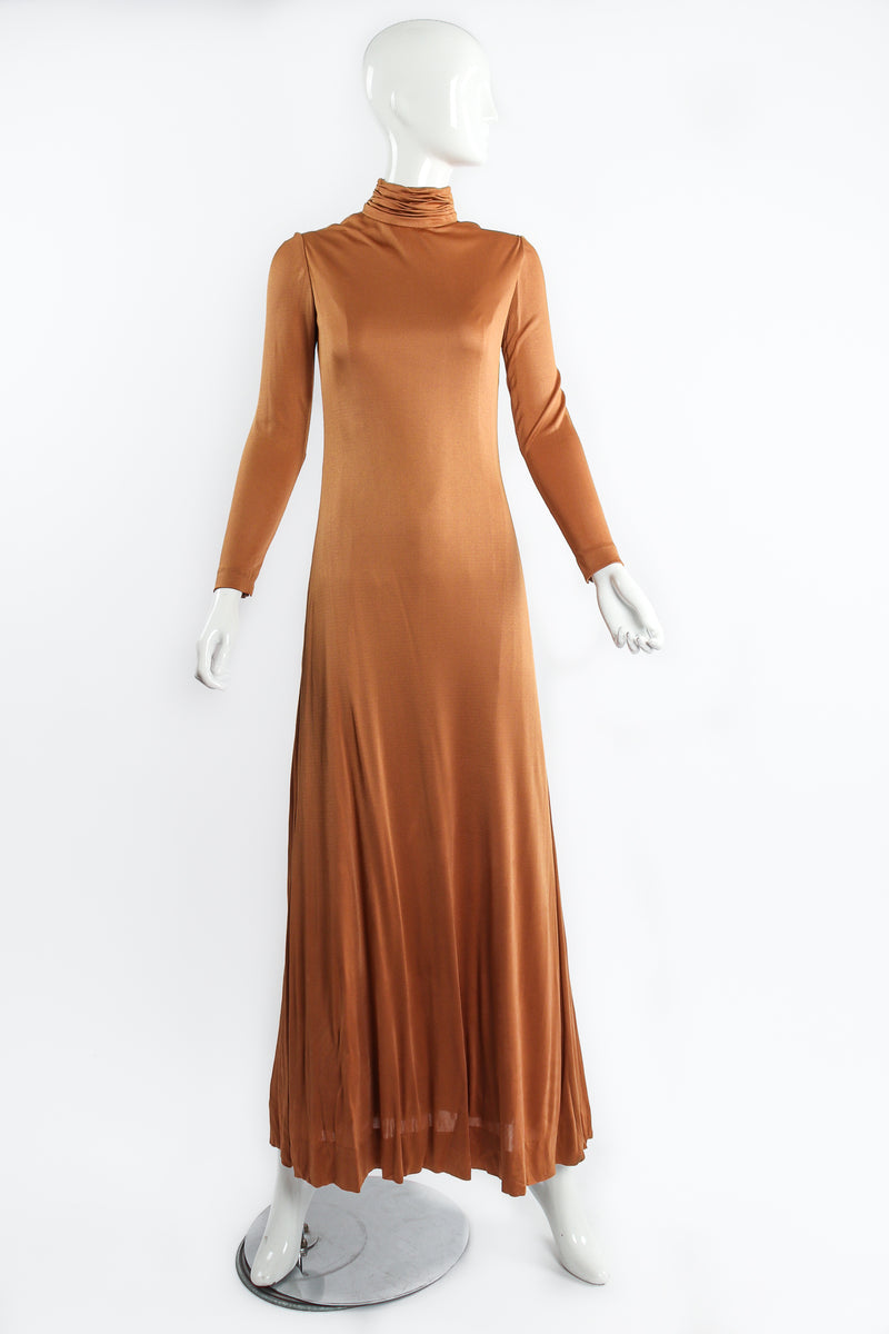 Vintage Christian Dior High Neck Silk Jersey Gown on mannequin front at Recess Los Angeles