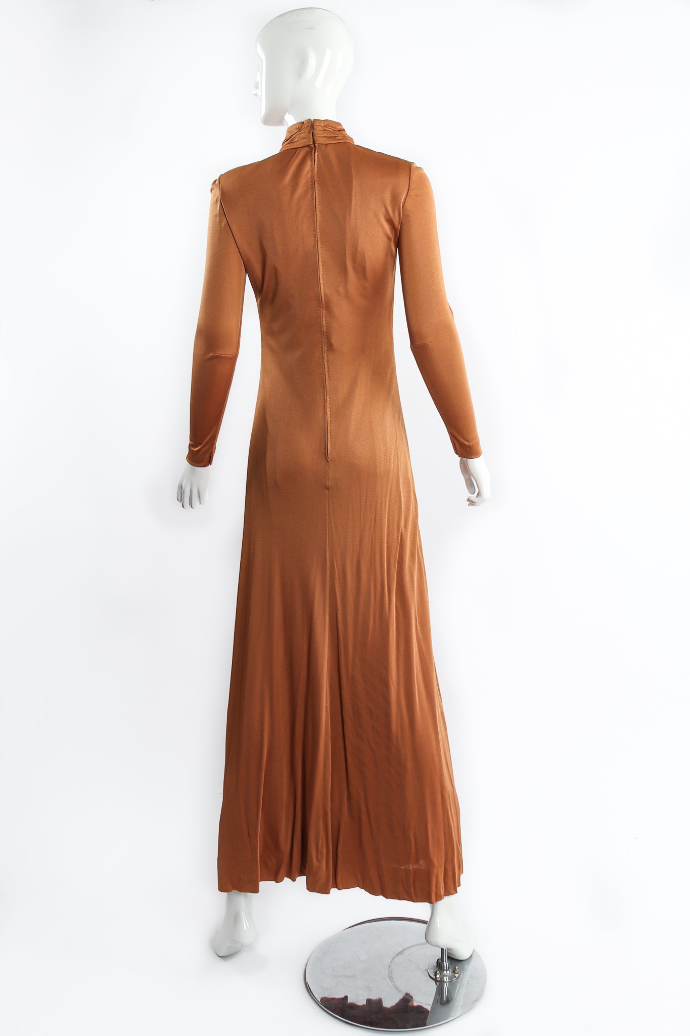 Vintage Christian Dior High Neck Silk Jersey Gown on mannequin back at Recess Los Angeles