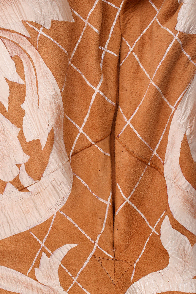 Vintage Leather Suede Leaf Foliage Print Duster pinholes on sleeve hem @ Recess LA