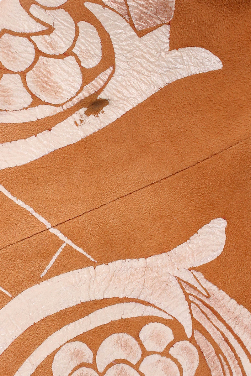 Vintage Leather Suede Leaf Foliage Print Duster R back shoulder stained/missing leaf detail @ Recess LA