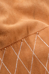 Vintage Leather Suede Leaf Foliage Print Duster beaded details on calf hemline panel @ Recess LA