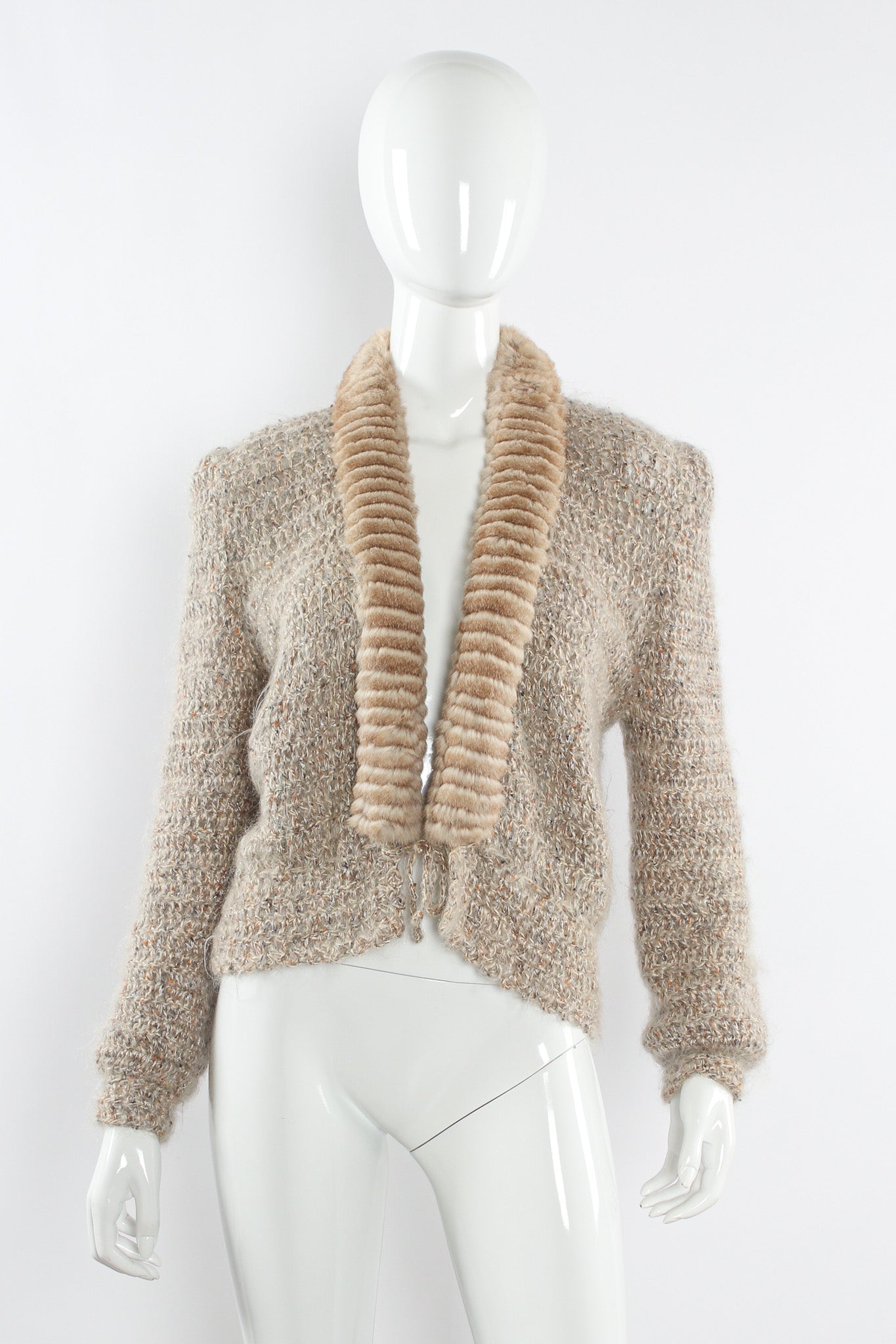 Vintage Metallic Mohair Chinchilla Cardigan mannequin front @ Recess Los Angeles