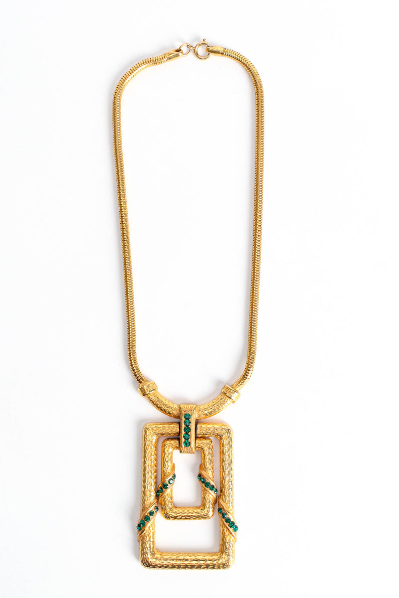 Vintage Regal Emerald Double Pendant Necklace overall @ Recess Los Angeles