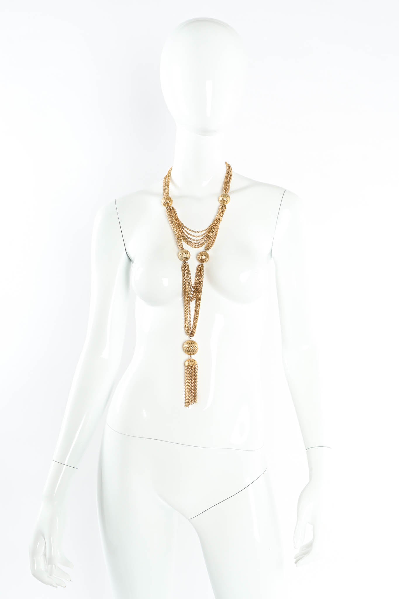 Vintage Tiered Filigree Globe Necklace on mannequin @ Recess Los Angeles