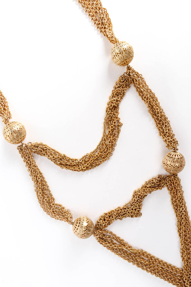 Vintage Tiered Filigree Globe Necklace tiered chains detail @ Recess Los Angeles