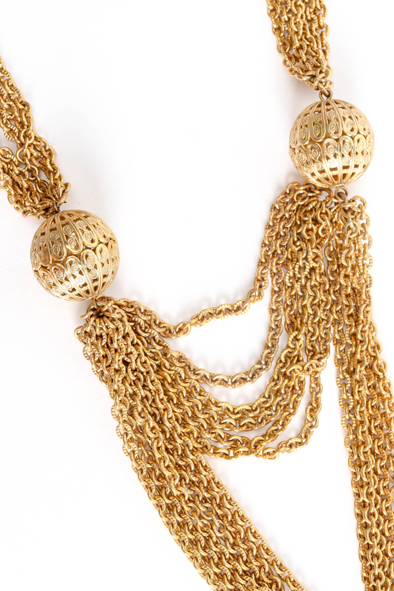 Vintage Tiered Filigree Globe Necklace filigree globe close @ Recess Los Angeles
