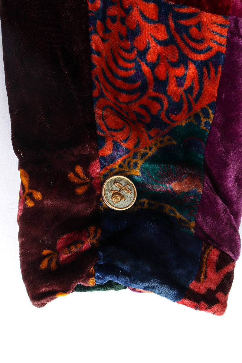 Vintage Abstract Floral Patchwork Velvet Blazer rose sleeve button @ Recess LA